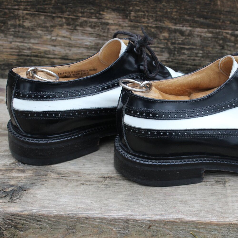 VTG Bravo Black & White Leather Spectator Wingtips, Size 42 EU, Made in Italy - Picture 7 of 12